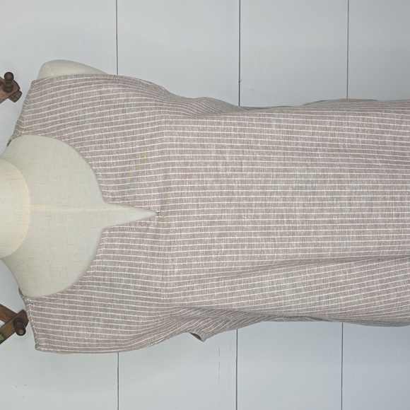 Simply Noelle Brown With White Stripes Sleeveless Dress L/XL - Picture 2 of 9